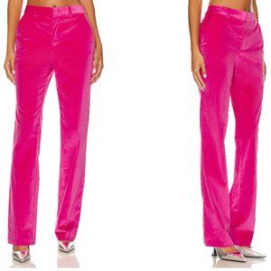 New Cinq a Sept Kerry Chenille Velvet High Rise Pants In Pink Dahlia size 4